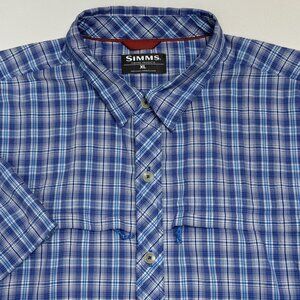 Simms Blue Plaid Casual Button Down Shirt